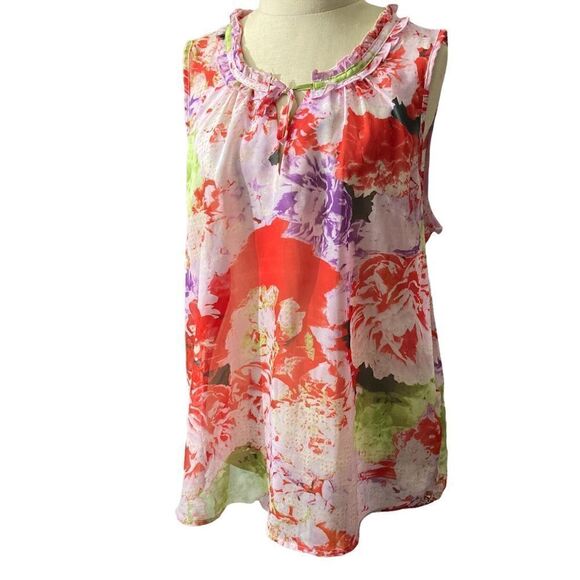 Wildflower Sheer Flowered Tank Top / SZ: XL - Picture 1 of 7